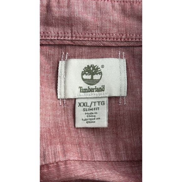 Timberland Men's XXL Slim Fit Red Shirt‎ Button Up Long Sleeve - Picture 4 of 6